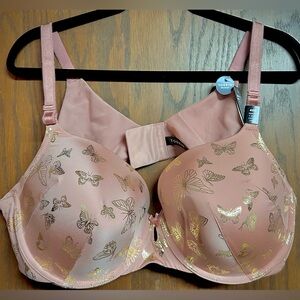 Torrid Pink and Gold Butterfly Bra